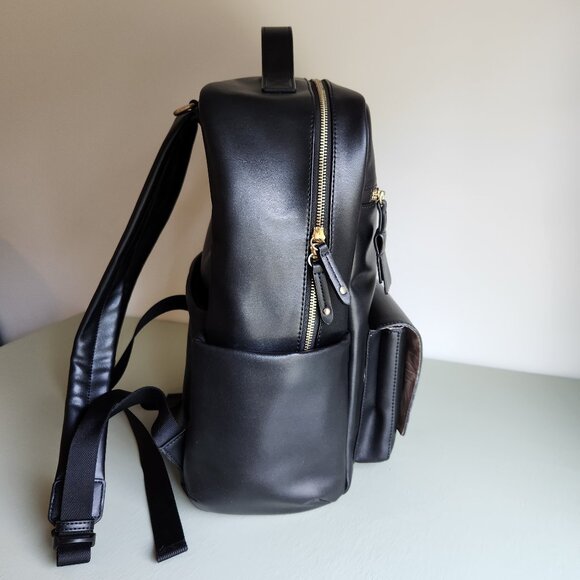 TWELVElittle Peek-a-boo Vegan Leather Diaper Bag Backpack in Black - Picture 4 of 9